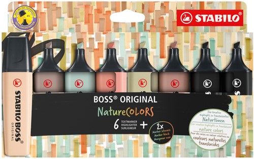 MARKEERSTIFT STABILO BOSS 70/8 NATURE COLORS ETUI À 8 STUKS