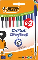 BALPEN BIC CRISTAL MEDIUM ASSORTI BLISTER À 8+2 GRATIS