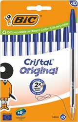 BALPEN BIC CRISTAL MEDIUM BLAUW BLISTER À 10 STUKS