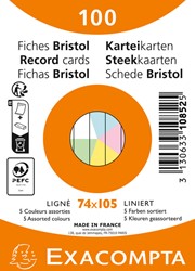 FLASHCARD EXACOMPTA 74X105MM LIJN 5 KLEUREN 100 VEL