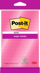 MEMOBLOK 3M POST-IT 4645 SUPER STICKY 101X152MM LIJN ROZE