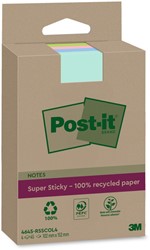 MEMOBLOK 3M POST-IT 4645-RSSCOL4 SUPER STICKY 102X152MM ASS. KLEUR 4 STUKS