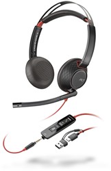 HEADSET HP POLY BLACKWIRE 5220 STEREO USB-C MET 3.5 MM PLUG