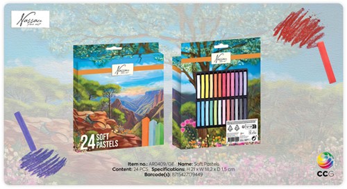 PASTELKRIJT NASSAU FINE ART ZACHT BLISTER 24 STUKS ASSORTI
