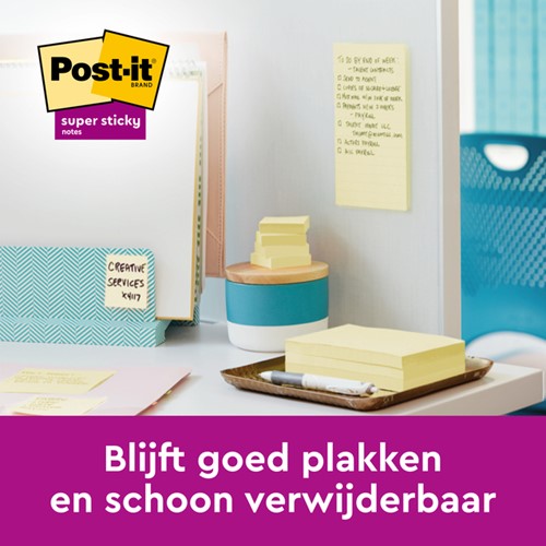 MEMOBLOK 3M POST-IT 654-SSCY SUPER STICKY 76X76MM GEEL VOORDEELPAK-3