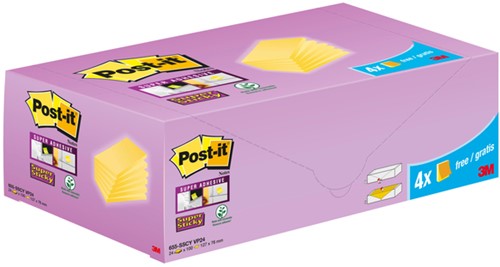 MEMOBLOK 3M POST-IT 655-SSCY SUPER STICKY 76X127MM GEEL VOORDEELPAK-2