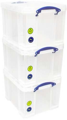 OPBERGBOX REALLY USEFUL 35 LITER PAK 3 DOZEN 480X390X310MM TRANSPARANT WIT