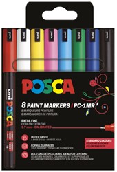 PAINTMARKER UNI POSCA PC1MR EXTRA FIJN ASSORTI SET À 8 STUKS