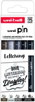 FINELINER UNI-BALL PIN MUSTHAVE HANDLETTERING SET À 5 STUKS ASSORTI