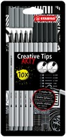 CREATIVE TIPS STABILO ARTY ASSORTI TIPS ZWART EN GRIJS 10 STUKS