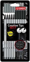 CREATIVE TIPS STABILO ARTY ASSORTI TIPS ZWART EN GRIJS 10 STUKS