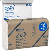 HANDDOEK SCOTT M-VOUW 1-LAAGS 230X235MM 16X250STUKS WIT 1804