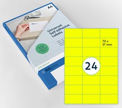 ETIKET RILLPRINT 70X37MM FLUOR GEEL 2400 STUKS