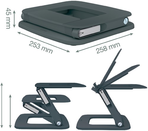LAPTOPSTANDAARD LEITZ ERGO VERSTELBARE MULTIHOEK GRIJS-2