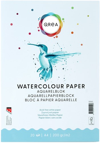 AQUARELBLOK QREA A4 20VEL 200GR GELIJMD