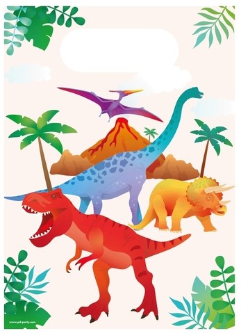 CADEAU TASJES DINO PAPIER 23X16,5CM 6 STUKS