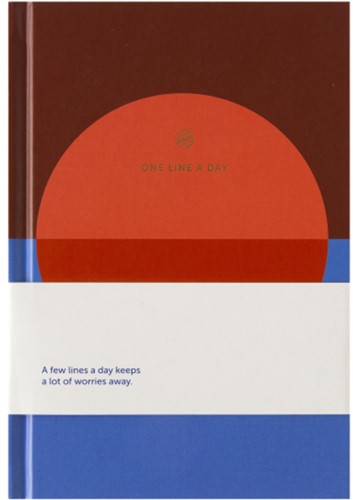 NOTITIEBOEK A5 ONE LINE A DAY BLAUW ROOD A-JOURNAL