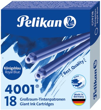 INKTPATROON PELIKAN 4001 LANG KONINGSBLAUW 18 STUKS