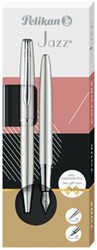 SCHRIJFSET PELIKAN JAZZ NOBLE ELEGANCE K36+P36 MEDIUM SILVER