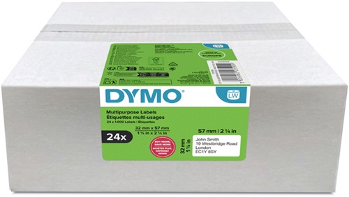 ETIKET DYMO LABELWRITER MULTIFUNCTIONEEL 32X57MM 24 ROLLEN Á 1000 STUKS WIT