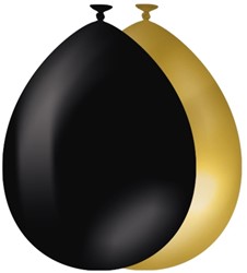 BALLOONS 10 PCS GOLD AND BLACK