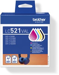 INKTCARTRIDGE BROTHER LC-521 ZWART + 3 KLEUREN