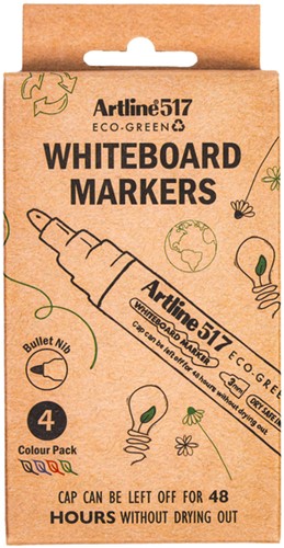WHITEBOARDMARKER ARTLINE 517 DRY SAFE ECO ROND MEDIUM ASS 4 STUKS-2