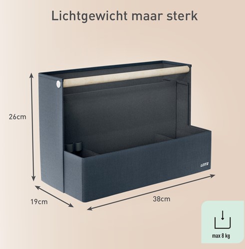 BUREAU ORGANIZER LEITZ DRAAGBAAR GESTOFFEERD DONKERGRIJS-1