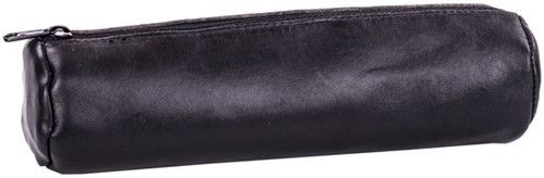 PENNENETUI OXFORD 22X6CM LEER ROND ZWART