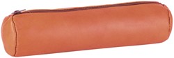 PENNENETUI OXFORD 22X6CM LEER ROND KARAMELBRUIN