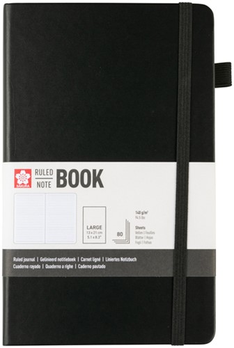 NOTITIEBOEK SAKURA LARGE 130X210MM LIJN HARD COVER ZWART