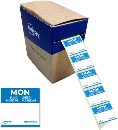 ETIKET AVERY HACCP MAANDAG-BLAUW 25X25MM 1000 STUKS
