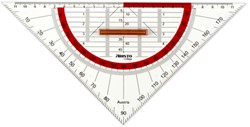 GEODRIEHOEK ARISTO GEOCOLLEGE 220MM MET GREEP TRANSPARANT