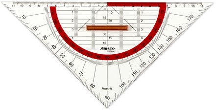 GEODRIEHOEK ARISTO GEOCOLLEGE 220MM MET GREEP TRANSPARANT