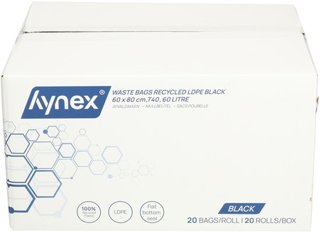 AFVALZAK HYNEX 60X80CM LDPE RECYCLED T40 60L ZWART ROL À 20 STUKS-3