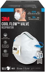 STOFMASKER 3M VOOR SCHUREN 8822 FFP2 MET VENTIEL 10 STUKS
