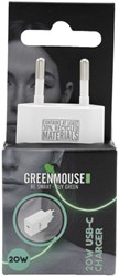 OPLADER GREEN MOUSE USB-C 20W WIT BLISTERVERPAKKING