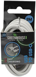 KABEL GREEN MOUSE USB-A TO USB-C DATA WOVEN 2M BLISTERVERPAKKING