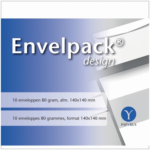 ENVELOP PAPYRUS ENVELPACK DESIGN VIERKANT 140X140MM WIT 894416 10 STUKS