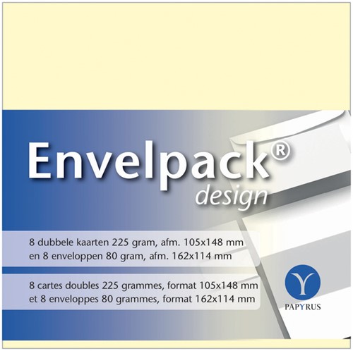 DUBBELE KAART PAPYRUS ENVELPACK DESIGN C6 114X162MM IVOOR 894430 SET VAN 8