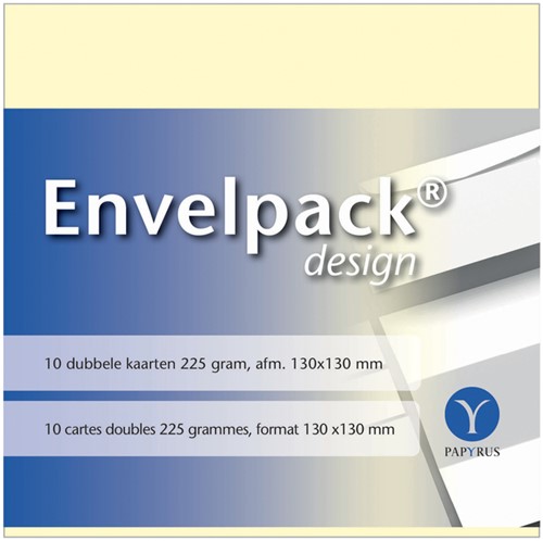 DUBBELE KAART PAPYRUS ENVELPACK DESIGN VIERKANT 130X130MM IVOOR 894460 SET VAN 10