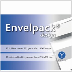 DUBBELE KAART PAPYRUS ENVELPACK DESIGN VIERKANT 130X130MM WIT 894466 SET VAN 10