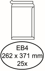 ENVELOP HERMES AKTE EB4 262X371MM ZELFKLEVEND WIT PAK À 25 STUKS