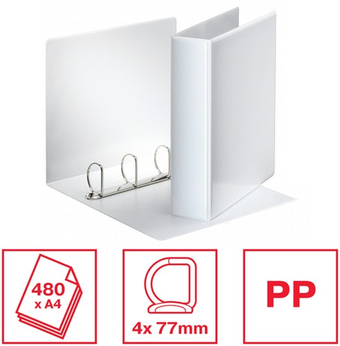 PRESENTATIERINGBAND ESSELTE ESSENTIALS PANORAMA A4 4-RINGS D-MECHANIEK 77MM WIT-1