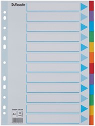 TABBLADEN ESSELTE STANDAARD A4 12-DELIG KARTON 11-RINGS MET VOORBLAD ASSORTI