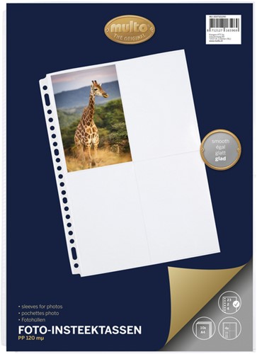 FOTOTAS MULTO A4 23-GAATS 4-VAKS 10X15CM PP TRANSPARANT 10 STUKS