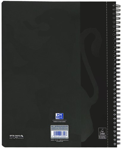 COLLEGEBLOK OXFORD A4+ LIJN 4-GAATS 180 PAGINA'S 80GR ZWART-2