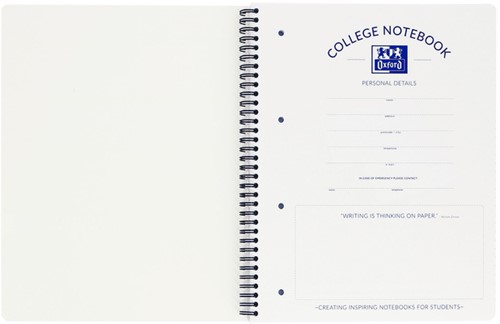 COLLEGEBLOK OXFORD A4+ LIJN 4-GAATS 180 PAGINA'S 80GR ZWART-3