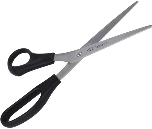 KANTOORSCHAAR WESTCOTT 210MM MET KUNSTSTOF GRIP LINKSHANDIG RVS-3