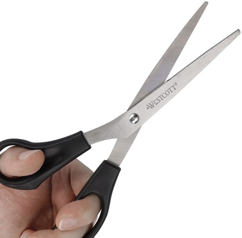 KANTOORSCHAAR WESTCOTT 210MM MET KUNSTSTOF GRIP LINKSHANDIG RVS-1